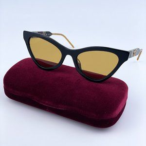 NEW Gucci GG0597S 004 Black Yellow Cat Eye Women Sunglasses